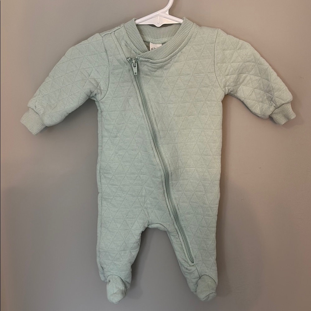 Gently Worn Mint Green Quilted Kids Onesie - 3M